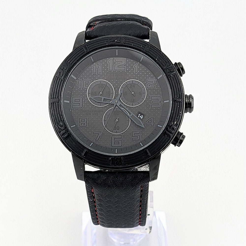 Citizen Eco-Drive Chronograph Black IP Patterned Dial WR100 H504-S085861 46mm